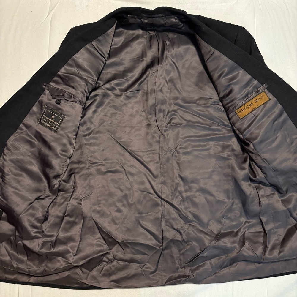 VTG Zegna 42R Taglio Esclusivo Black Check Blazer Double Breasted Italy Y2K - Picture 6 of 9